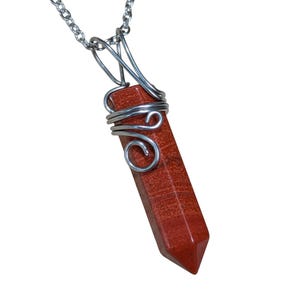 Red Jasper Crystal Necklace Stainless Steel Hypoallergenic Jewelry Protection Stone Pendant Crystal Jewelry