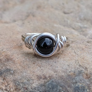 Black onyx Ring Silver Plated, Crystal Rings for Leo and Capricorn