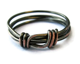 Unisex Ring Custom Size in Distressed Gunmetal Gothic Stacking Ring