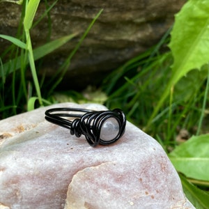 Rose Quartz Ring Gothic Jewelry Crystal Purple and Black image 4