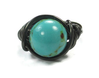 Turquoise Ring - Boho Style Jewelry - Custom Size USA 4 - 14