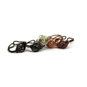 Adjustable Ring - Rosette - Rose Jewelry - Wire Wrapped Rings - Silver , Antique Brass, Or Gunmetal One Size Fits Most Gift for Girls