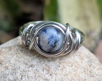 Sodalite Ring hypoallergenic Stainless Steel Crystal Jewelry Throat Chakra Rings Metaphysical Crystals