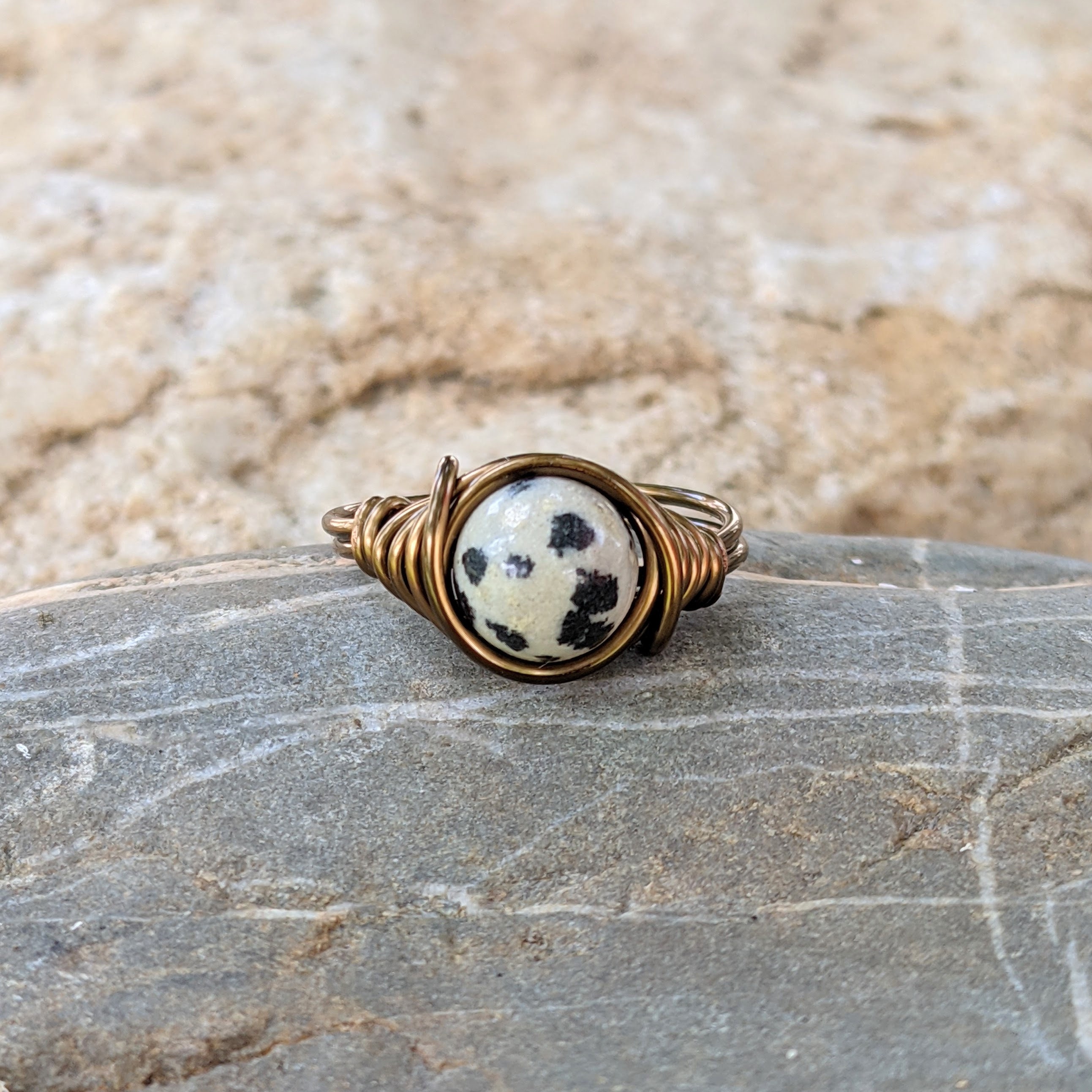 Dalmatian Jasper Ring Cow Spot Jewelry Wire Rapped Spotted - Etsy