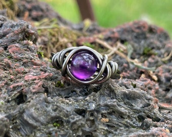 Amethyst Ring Gothic Jewelry Ethically Sourced Crystal Rings for Pisces Scorpio and Sagittarius Peace Stone for Soothing Dreams Serenity