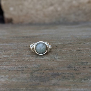 Green Jasper Ring Wire Wrapped Boho Jewelry Silver Rings image 1