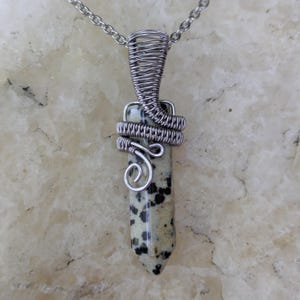 Dalmatian Jasper Necklace Stainless Steel Hypoallergenic Jewelry Dalmatian Jasper Crystal Necklace Gemstone Pendant