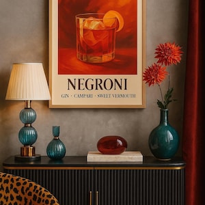 Vintage Negroni Poster, Wandkunst, Bar Dekor, Cocktail Print, Hausbar Dekoration, Geschenk für Cocktail Liebhaber, Geschenk für neues Zuhause, Renovation Haus