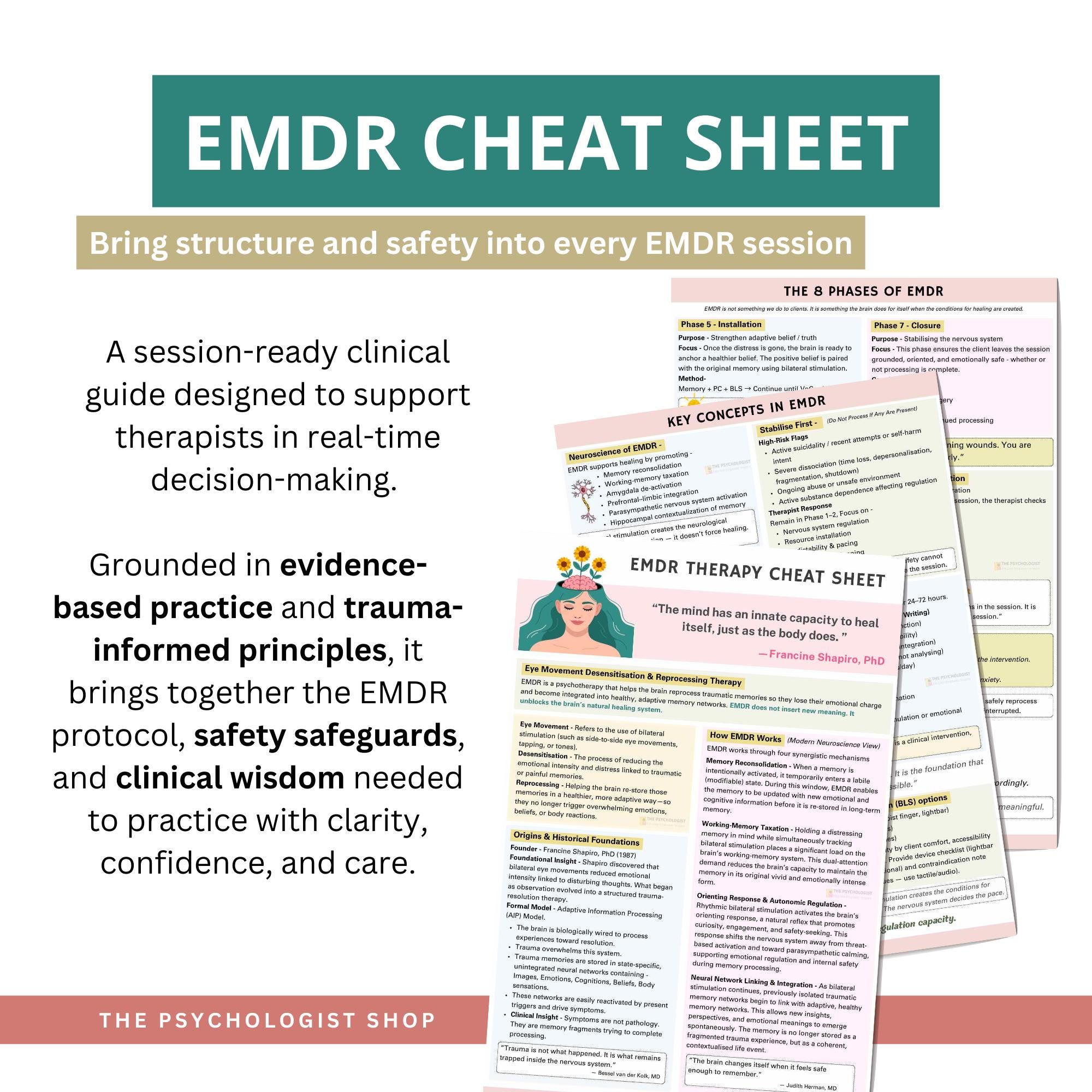 EMDR Therapy Cheat Sheet | Trauma Therapy Clinical Guide (8-page PDF ...