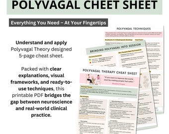 Polyvagal Theory Cheat Sheet: Nervous System Regulation, Trauma Therapy (5-Page PDF)