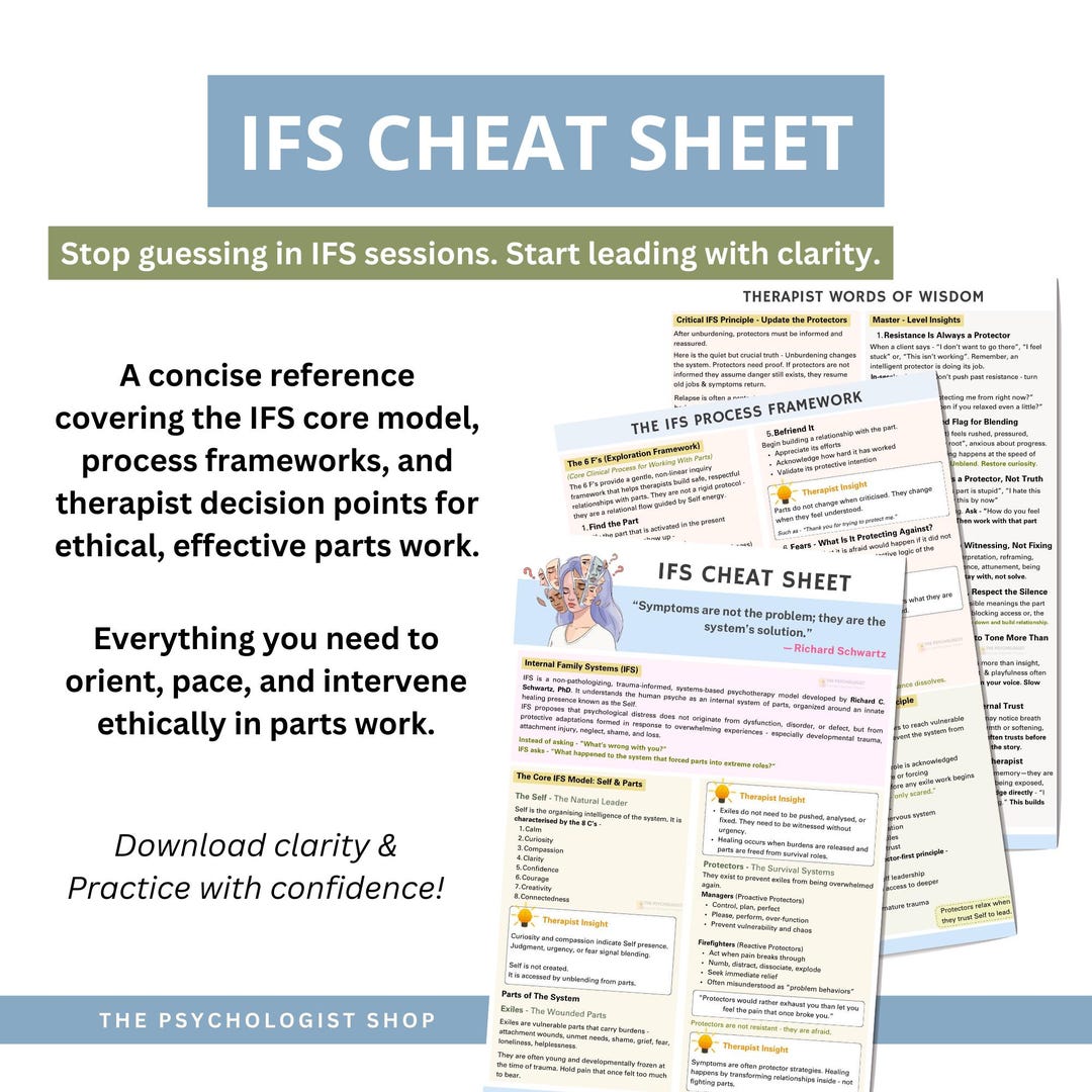 IFS Cheat Sheet | Internal Family Systems Therapy Guide | Trauma ...