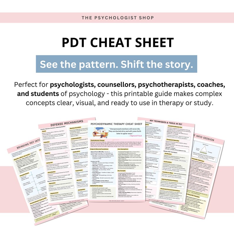 Psychodynamic Therapy Cheat Sheet: Therapist Resource (digital Download ...