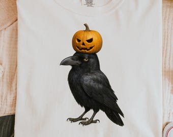 Funny Halloween Crow Shirt: Gothic Raven Pumpkin Tee