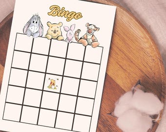 Jogo de Bingo para Chá de Bebê do Ursinho Pooh: Tema Clássico (Cartões para Download em PDF)