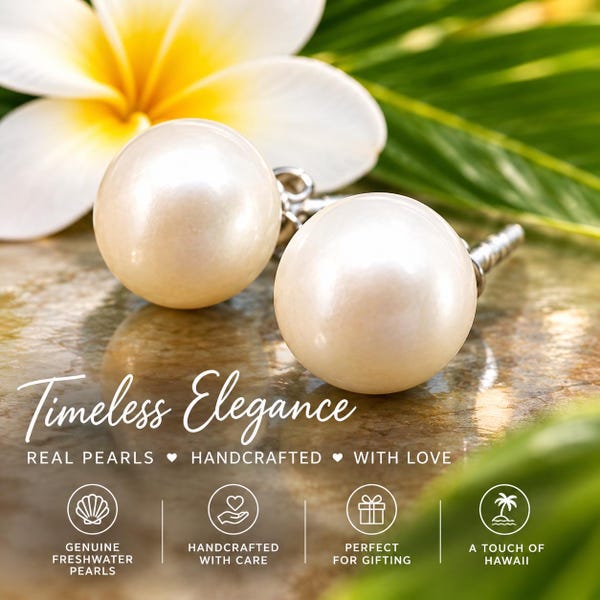 Freshwater Pearl Stud Earrings, Sterling Silver Pearl Earrings, White Pearl Earrings, Classic Pearl Studs, Bridal Jewelry, Gift for Her