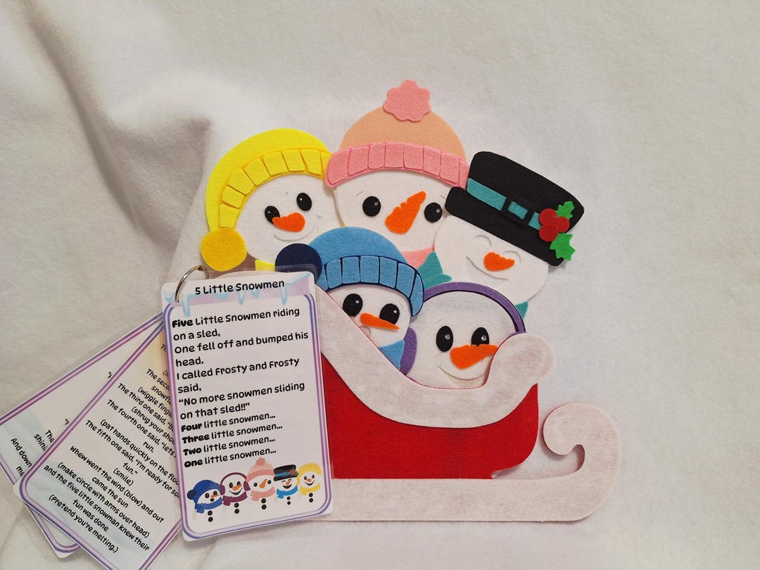 5 Little Snowmen, Jumping on the Sled! Felt Story - Etsy