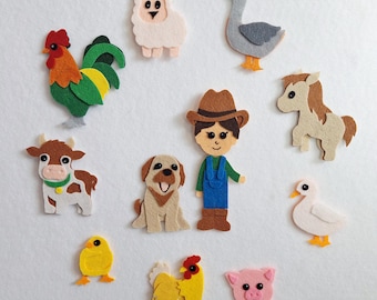Old McDonald Felt Story Board Set: Handmade Farm Animal Props