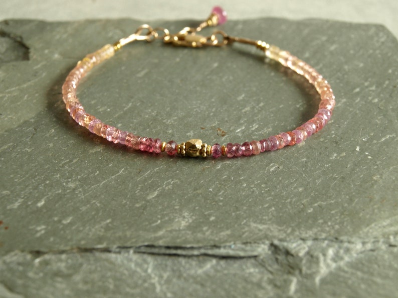 Tiny Sapphire Bracelet, Soft Peach, Lemon, Rose, Pink Sapphires, Multi