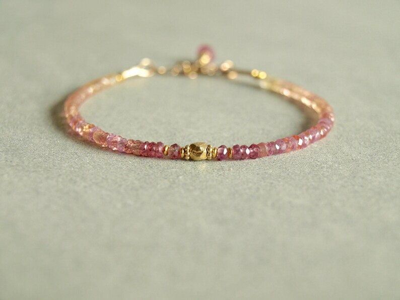 Tiny Sapphire Bracelet, Soft Peach, Lemon, Rose, Pink Sapphires, Multi
