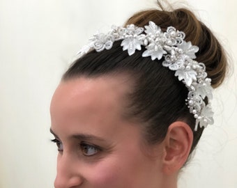 Cute 60 S Bow Headpiece With Vintage Beading Sweet 16 Etsy