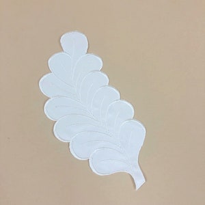 Vintage weiße Blatt-Applikation, Polyester matt oder Satin-Applikation, Vintage Deadstock, Nähen DIY
