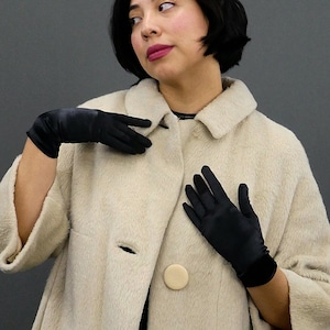 Vintage Deadstock Black Satin Gloves, 1980&#39;s Short Delicate Black Spandex Gloves, Vintage Mod, Retro 80s Does 60s, 60s Style Mod Gloves