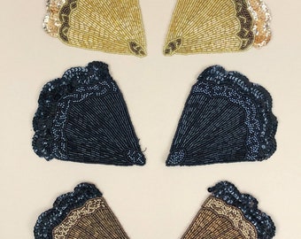 Deco Clam Shell Appliqués, Vintage Art Deco Appliqués, 1920s Style Appliqués, Vintage Burlesque, Sewing DIY, Sold as a Pair