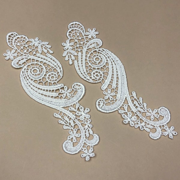 Soft Ivory or Black Venetian Lace Appliqué, Venetian Filigree Design Appliqué, Sewing DIY, Dress Design, Bridal Appliqués