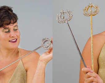 Daphne Wreath Scepter, Vintage 1990s Deadstock, Comes In Gold or Silver, Vintage Wand, Cosplay, Vintage Burlesque, Bridgerton Costume