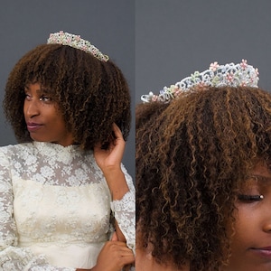 Vintage 1990s Enamel Floral Tiara, Vintage Enamel Accents, Faux Pearl Embellishments, Vintage Headpiece, Boho Tiara, Comes in Gold or Silver