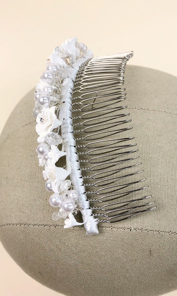 Vintage 1960s Deadstock Floral Bridal Comb, Vinta… - image 8