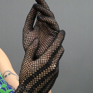 Sabrina Gloves, Vintage 1980's Black Crochet Gloves, 100% Cotton Vintage Gloves, Tea Party Gloves, Gothic Gloves, Vintage Deadstock Gloves image 8