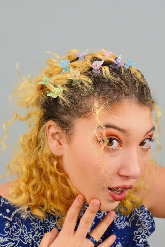 90s/Y2K Rainbow Glitter Butterfly Hair Clips, Deadsto… Gem