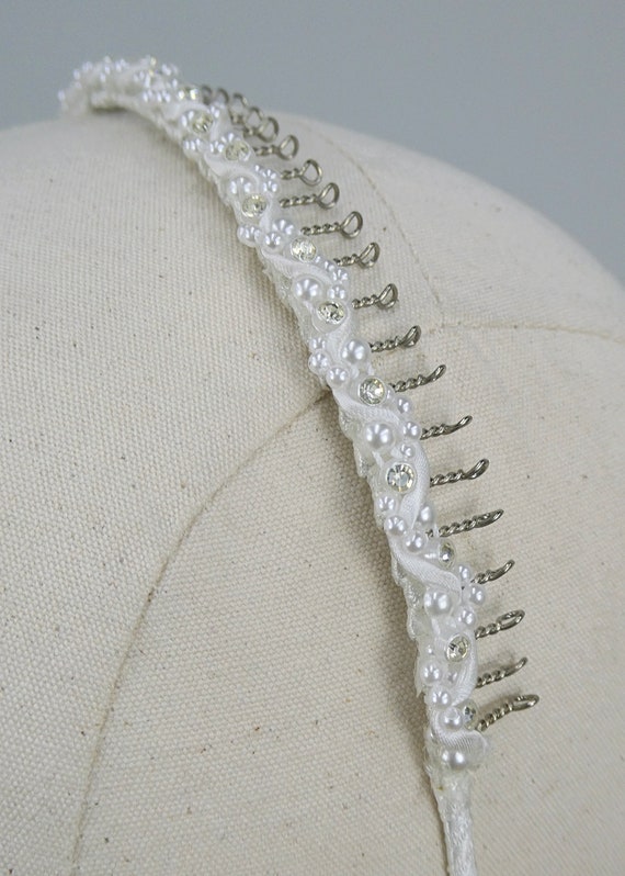 Noémie Headband, Vintage 1990's Faux Pearl and Rh… - image 3