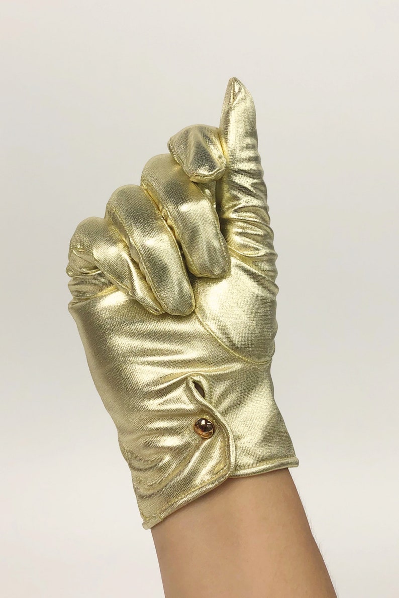 1960s – 70s Hats, Wigs, Gloves, Scarves     Vintage Late 1960s Deadstock Elwin Accessories Gold Lamé Gloves Made in Japan Gold Lamé Gloves 60s Mod Gloves Mid Century Size A or B  AT vintagedancer.com