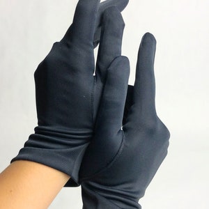 Vintage 1960s Black Matte Satin Gloves, 60s Bridal Gloves, Vintage Wedding Gloves, Vintage Deadstock, Retro Wedding image 2