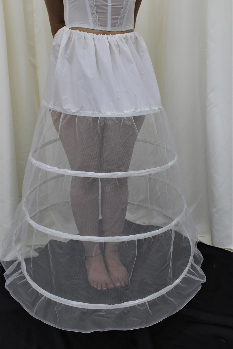 4 Bone Hoop Skirt Sexy Nylon Sheer Crinoline Floor Length