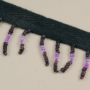 Short Purple & Dark Purple Beaded Trim, Sold By The Yard, Limited Stock, Vintage Deadstock, Vintage Beaded Fringe Trim, Lampshade Trim