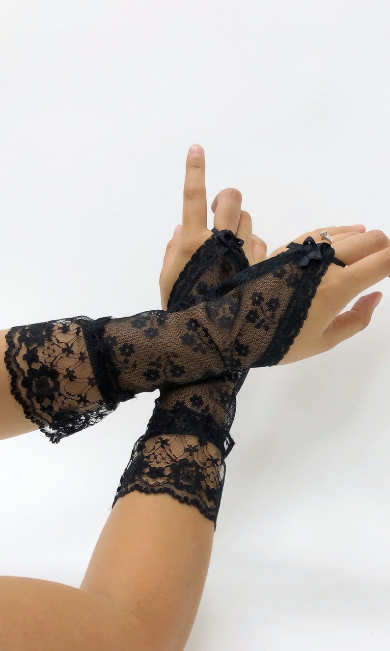 Steampunk Gloves | Fingerless, Lace-up, Leather     Vintage 1980s Black Deadstock Fingerless Lace Gloves 80s Large Cuff Lace Gloves Vintage 1980s Vintage Goth Punk Rock  AT vintagedancer.com