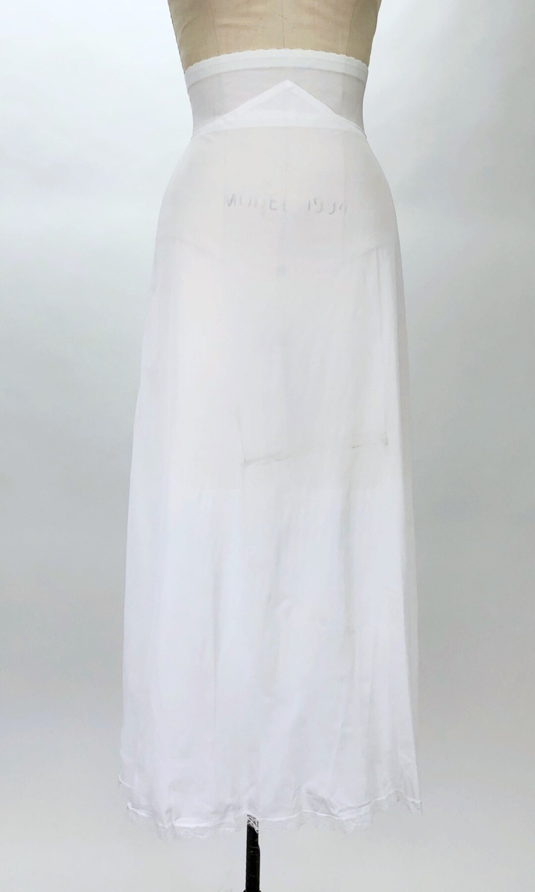 Vintage 1960's Bridal White A-line Skirt Slip, High Waisted Vintage 1960's Bridal White A-line Skirt Slip, High Waisted
