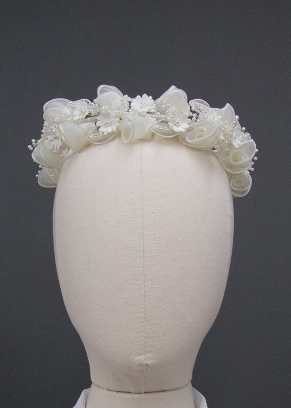 Darlin' Rosette & Daisies Bridal Halo, Vintage De… - image 7