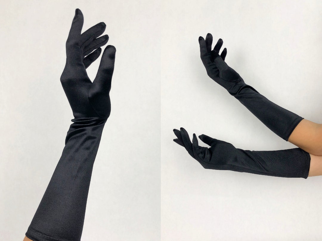 Vintage 1970s Black Satin Deadstock Gloves Vintage Mid Arm - Etsy