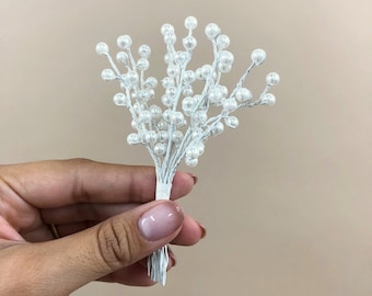 Vintage Pearl Twisted Beaded Sprays, White Faux Pearl Sprays, Floral Bouquet Accents, Pearl Stem Sprays, Floral Supplies, Bridal Wedding DIY
