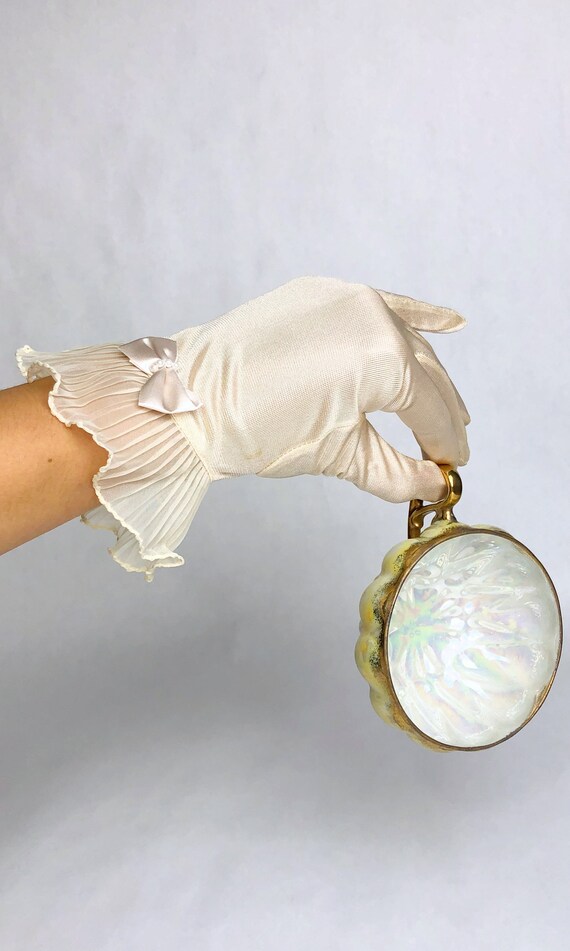 Vintage 1960s Deadstock Sheer Ruffle Gloves, 100%… - image 2