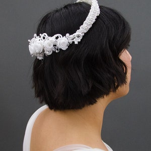 Vintage 1980s Deadstock Wedding Bridal Crown, Vintage Wedding Crown Tiara, Vintage Beaded Wedding Crown, 80s Bridal Hairpiece image 7
