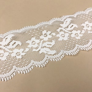 2,25" de largura Pássaros brancos e florais Chantilly Renda Trim, Floral Vintage Renda, Costura DIY, Borda recortada, Minimalista, Chantilly Renda Trim