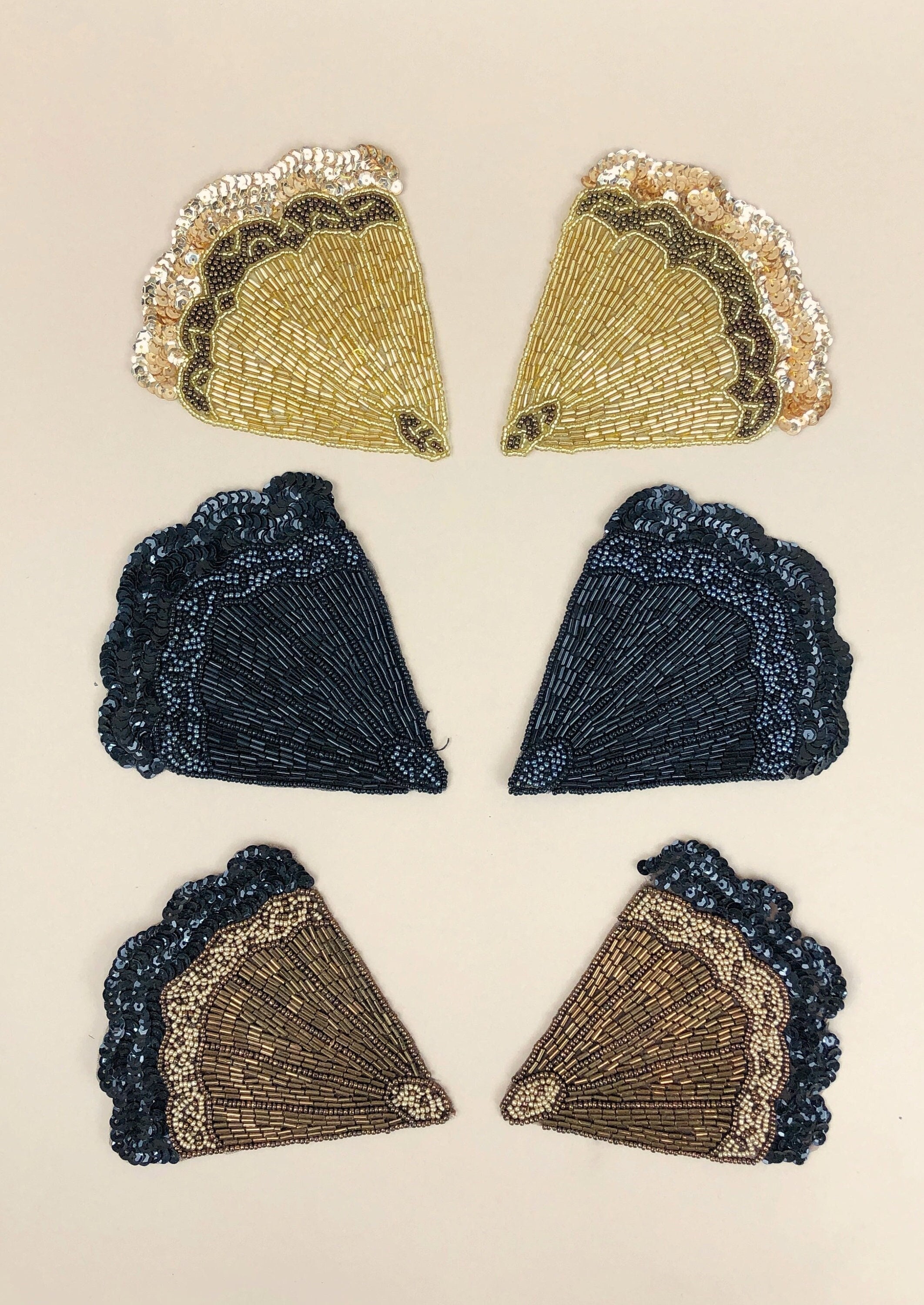 Deco Clam Shell Appliqués, Vintage Art Deco Appliqués, 1920s Style Appliqués, Vintage Burlesque, Sewing DIY, Sold as a Pair