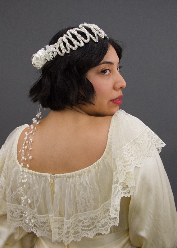 Vintage 1980s Deadstock Bohemian Bridal Crown, Vi… - image 4