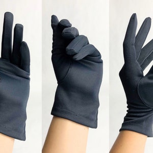 Vintage 1960s Black Matte Satin Gloves, 60s Bridal Gloves, Vintage Wedding Gloves, Vintage Deadstock, Retro Wedding image 3