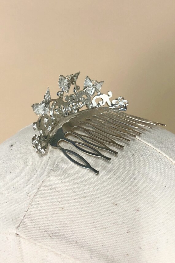 Vintage Silver Butterfly Tiara Comb, Comes in Gol… - image 7